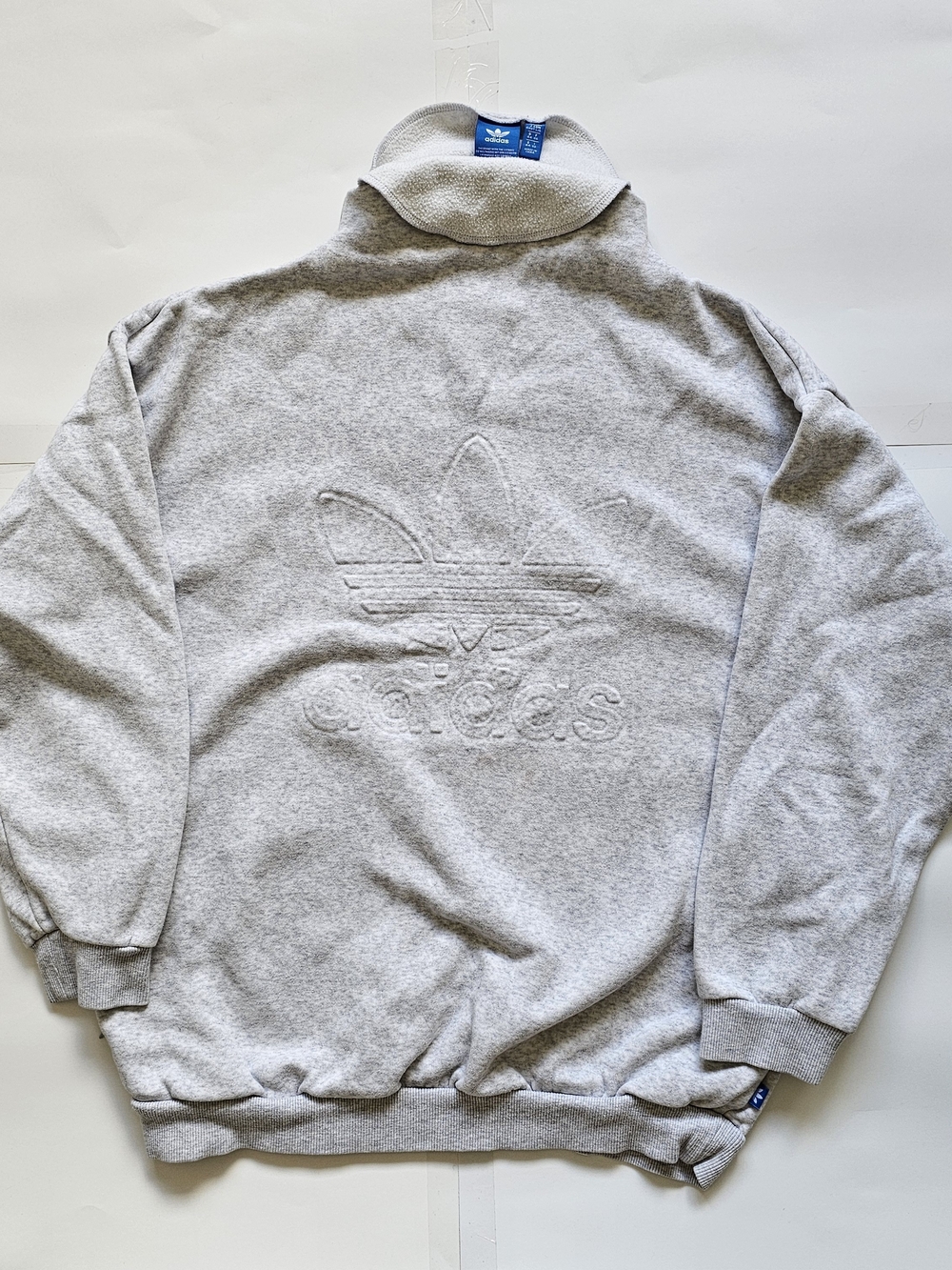 adidas Light Gray Embossed Trefoil Turtleneck Sweatshirt Sz. Large
